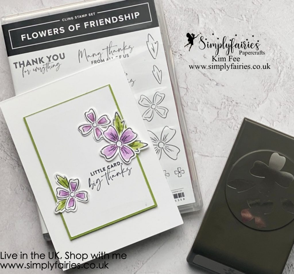 Flowers of friendship stamp set, stampin up, how to make a thank you card, simple stamping card 