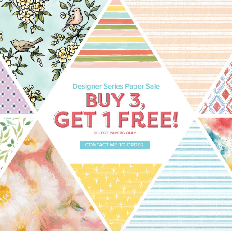 Buy 3 packs and get a 4th FREE! On select Designer Series Papers from Stampin Up!