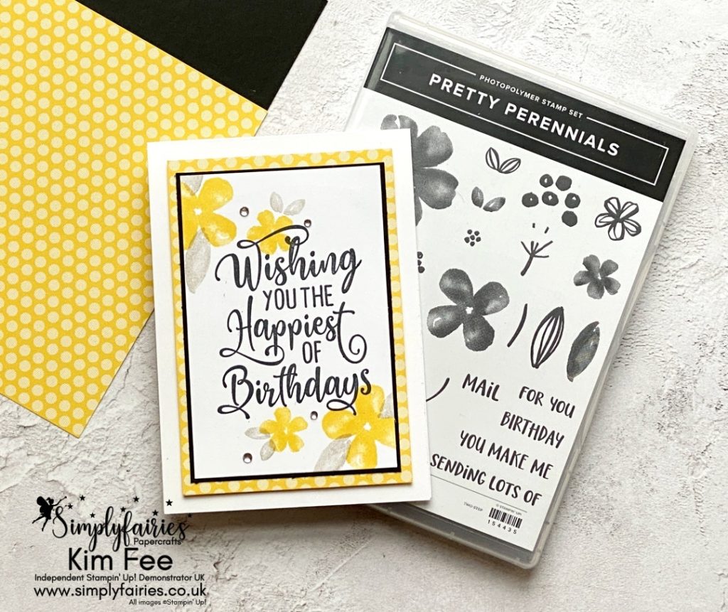 handmade birthday card, happiest birthdays stamp set, bright,