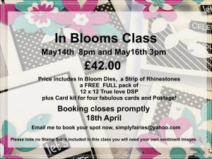 in blooms dies, in bloom stamp set, card classes, card making retreats.