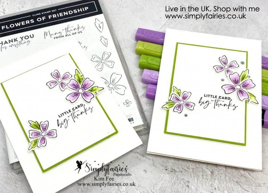 Flowers of friendship stamp set, stampin up, how to make a thank you card, simple stamping card 