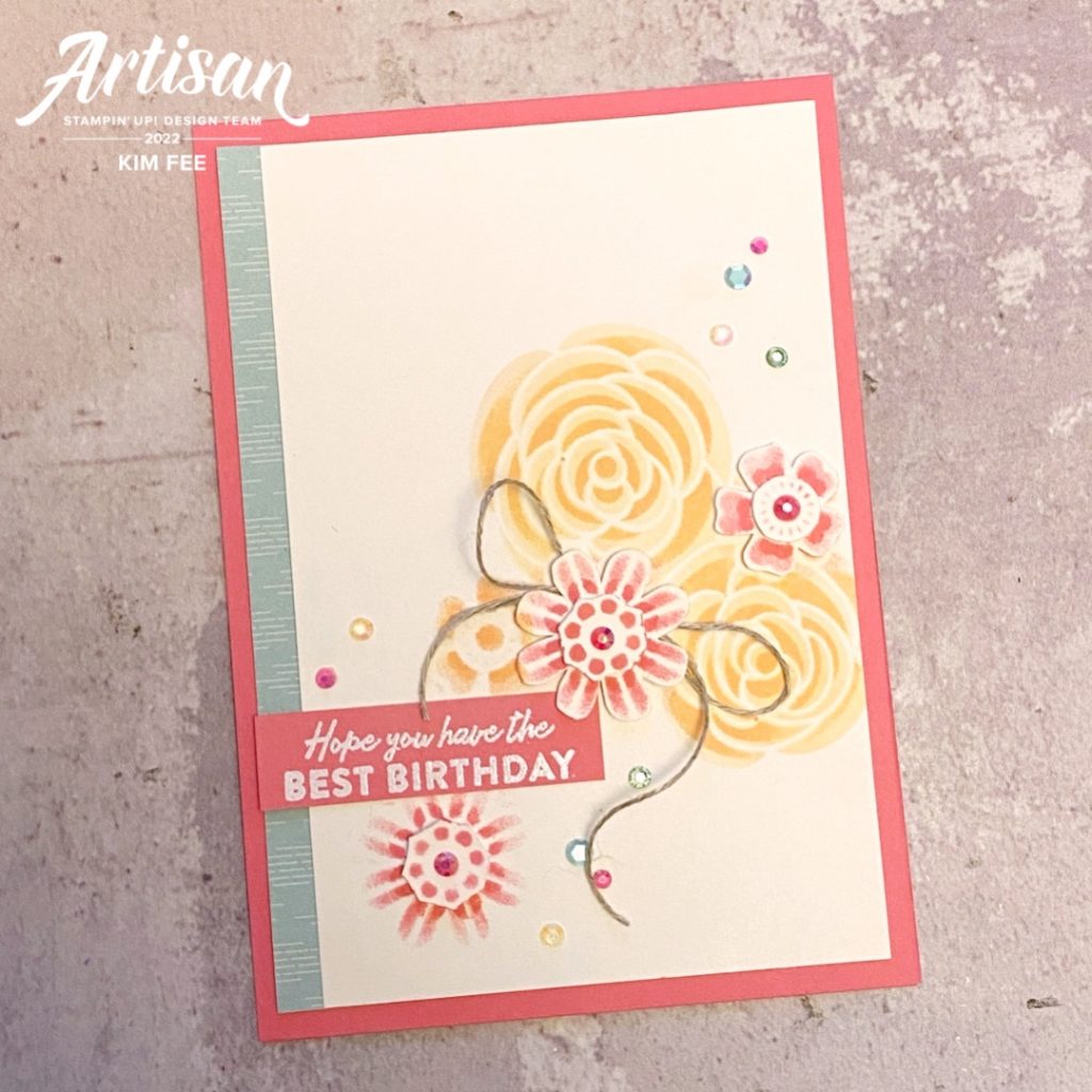 #GDP325, Colour Challenges, Freindly Hello Stamp Set, Stampin Up, Butterflies & Flowers Layering Masks, Simpl Stamping, Simple cards made easy, Artisan2022, #Artisandesignteam,