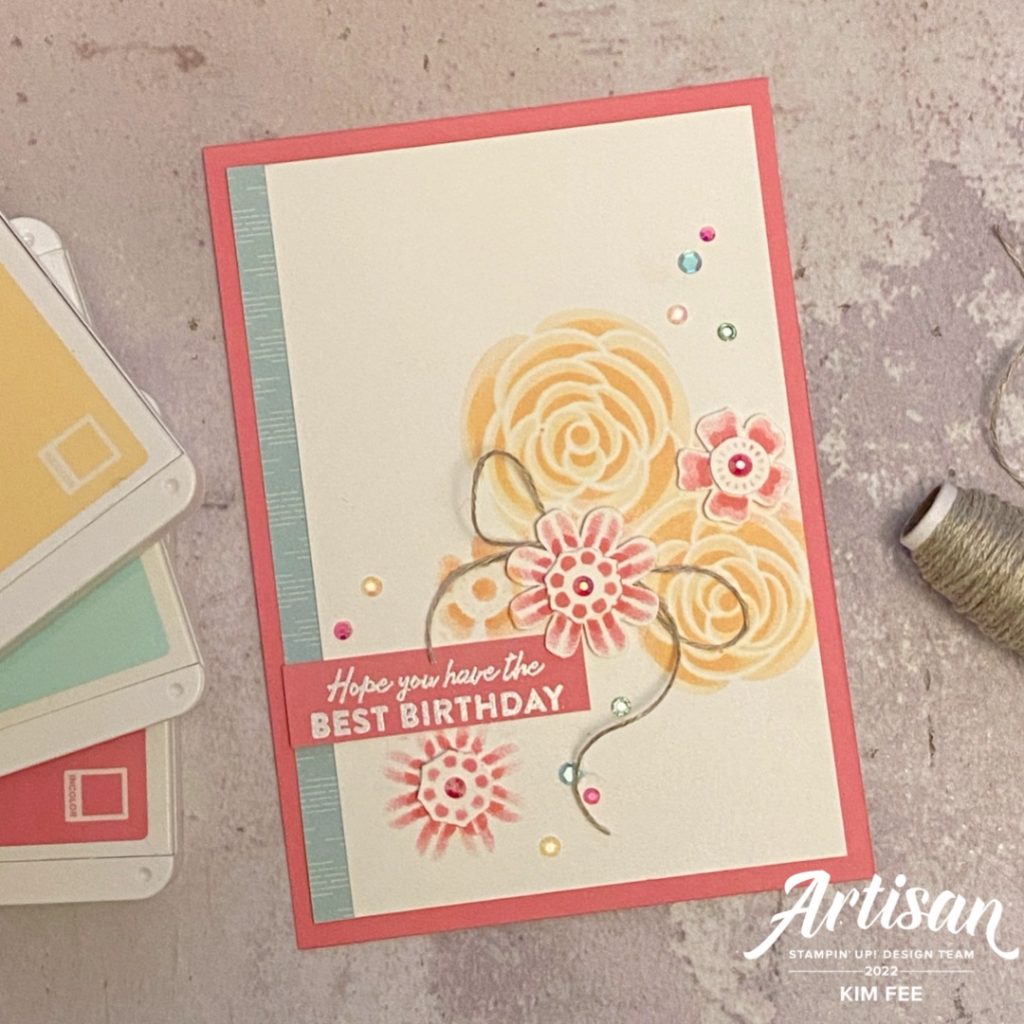 #GDP325, Colour Challenges, Freindly Hello Stamp Set, Stampin Up, Butterflies & Flowers Layering Masks, Simple Stamping, Simple cards made easy, Artisan2022, #Artisandesignteam,